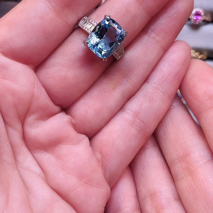 托帕石戒指银S925镶嵌乔*