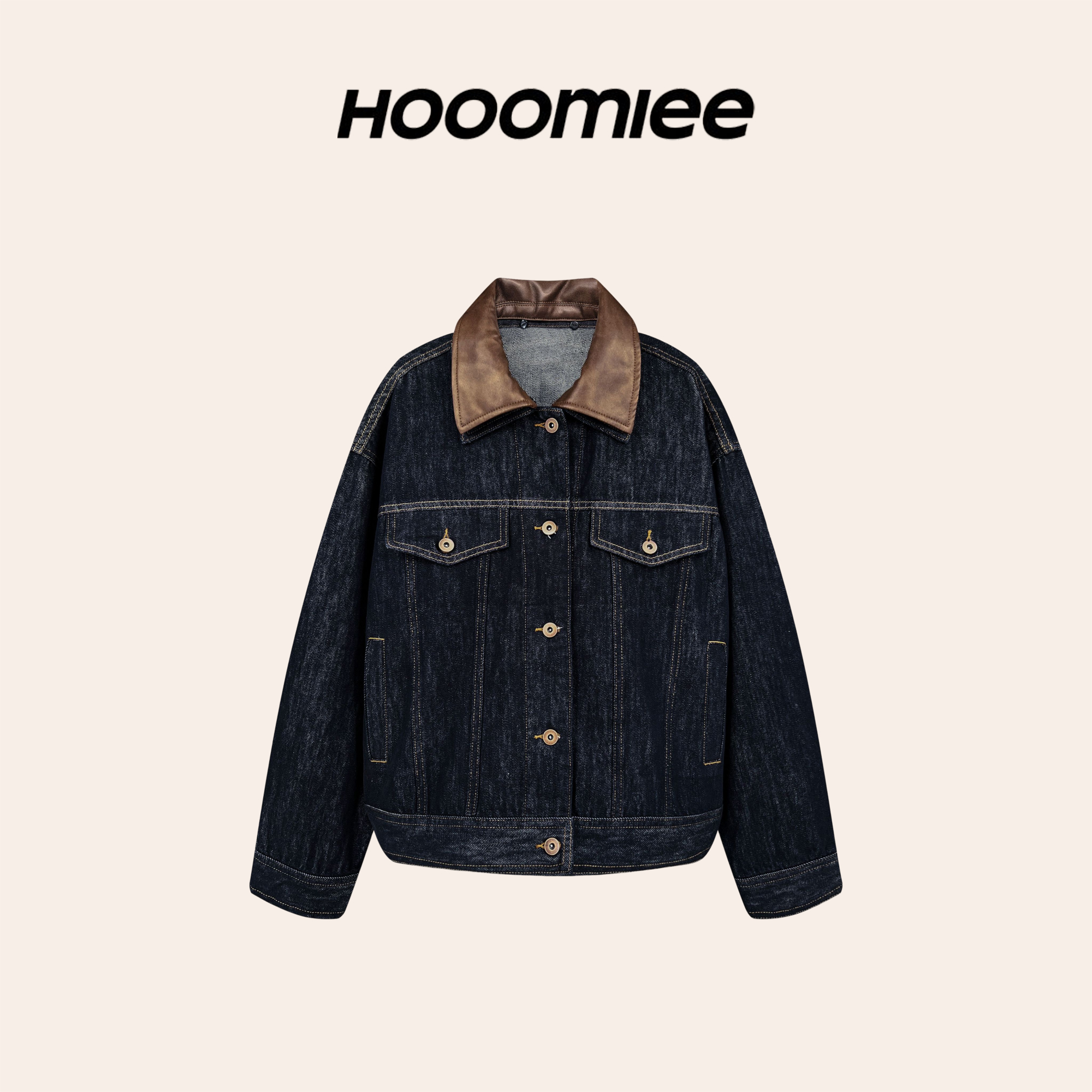 Hooomiee  蔚蓝星海  翻领设计感复古牛仔夹克外套WT0797