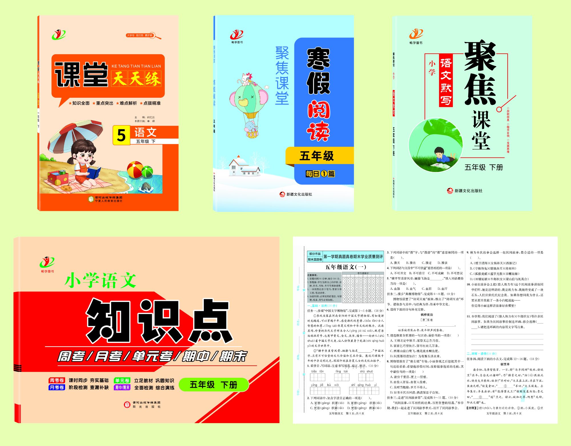 下册五六年级课堂天天练，单元期末阅读，默写口算，教材解读