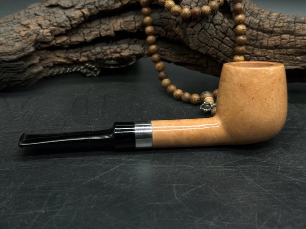 原木色银圈撞球直斗手工烟斗