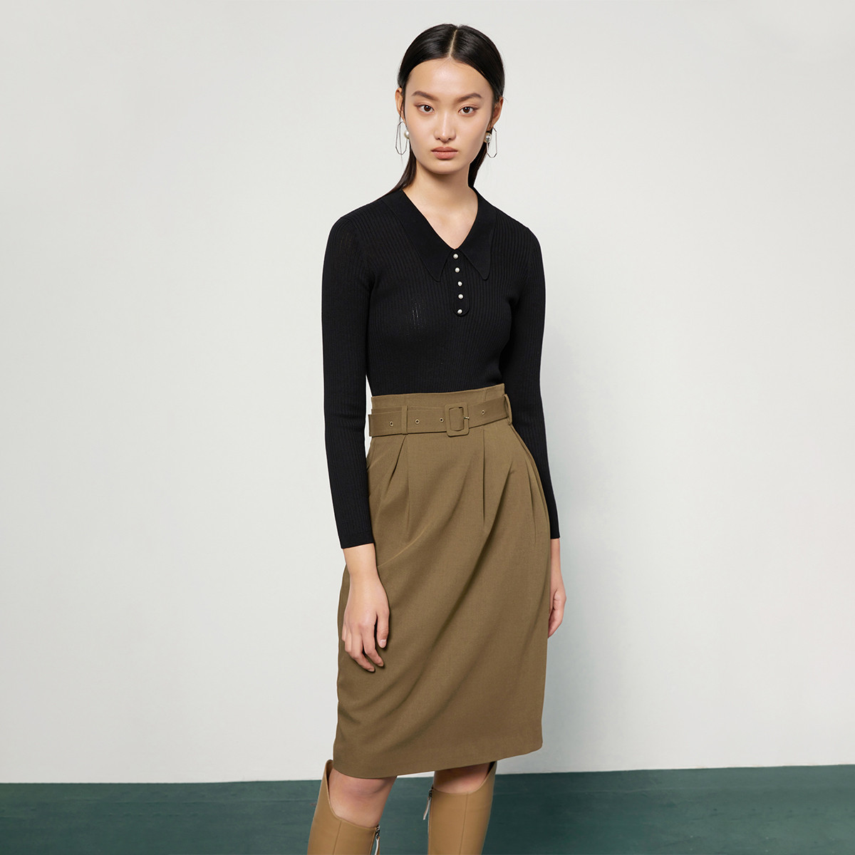 【念一专属】高级感莱赛尔天丝针织衫女秋季时尚修身套头衫M731072