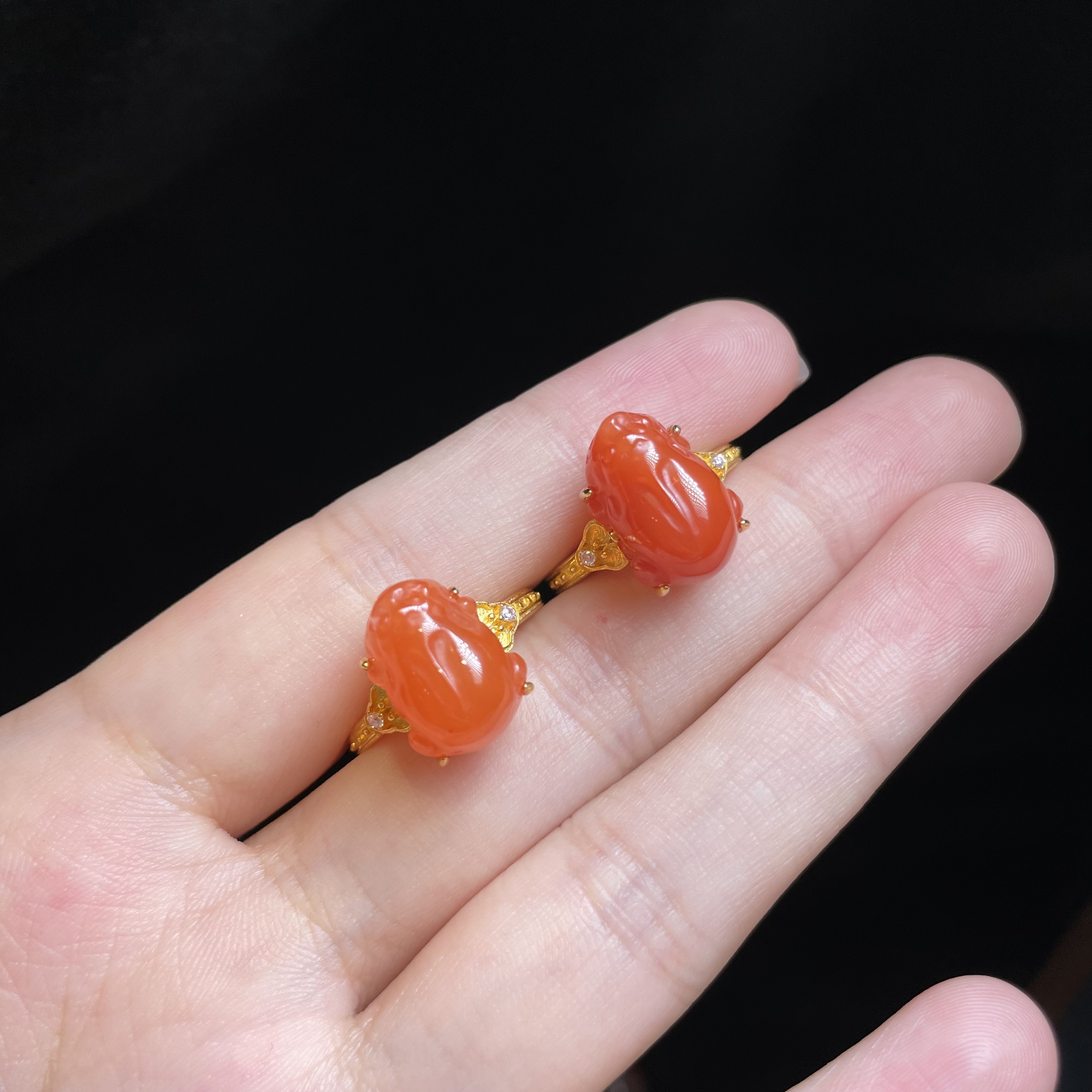 L【玉氏珠宝】925银南红貔貅戒指-约13*9*9mm 多样性发一 CAN273008