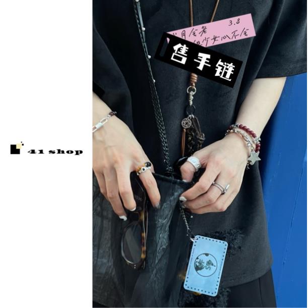 铜合金手链 B无编号   克克红色串珠手链弹力绳手链时尚简约百搭