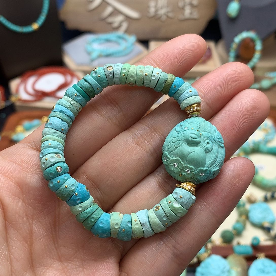 绿松石手链18K金镶嵌