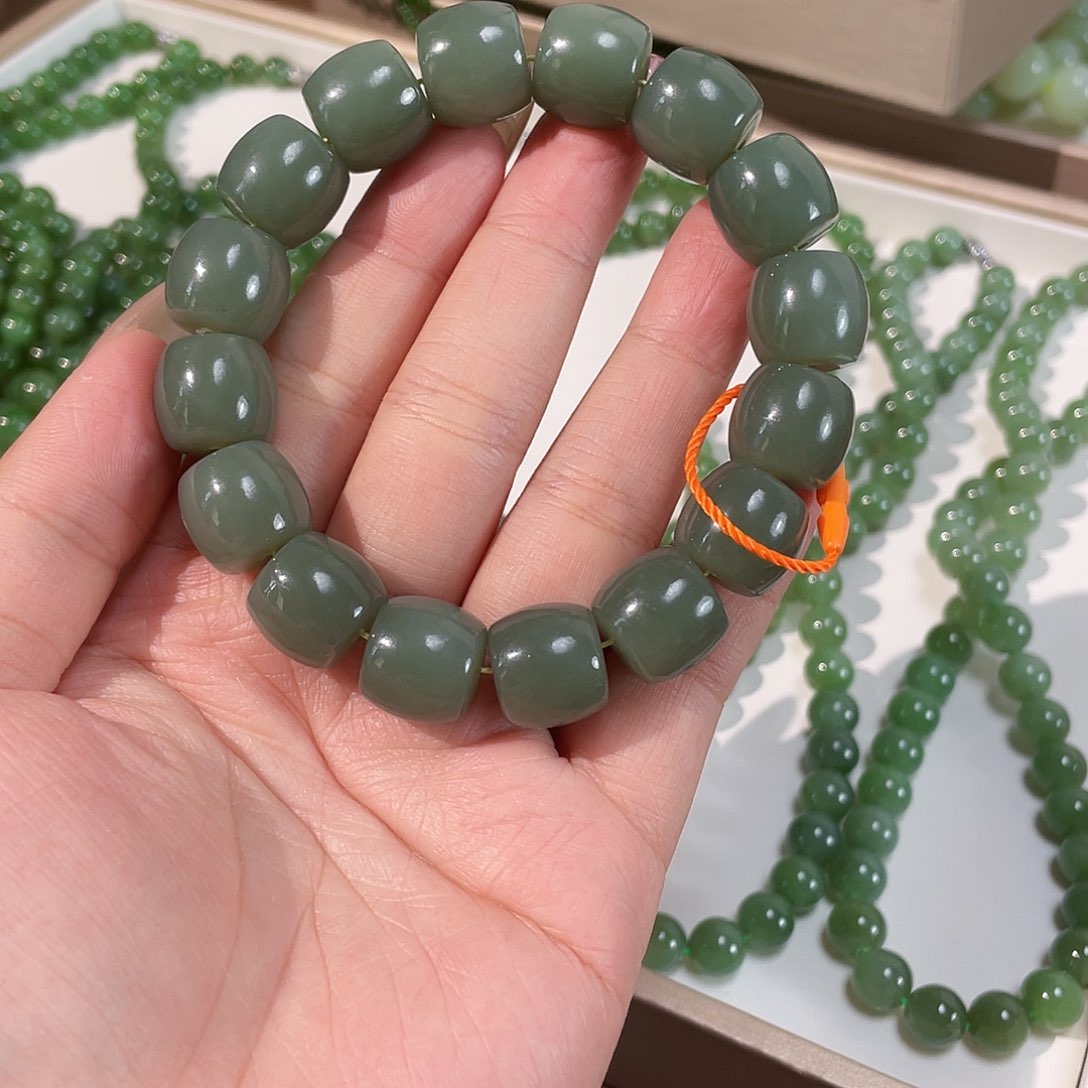 和田玉手链未镶嵌新疆且末蓝 特细14