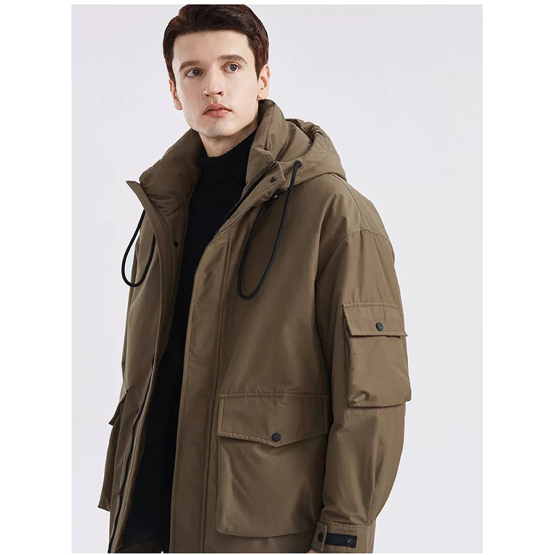 户外冲锋衣外套男士冬季加厚保暖抽绳连帽大口袋羽绒服9958