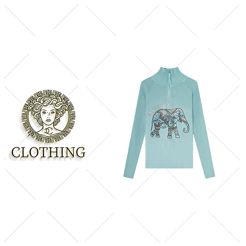 常规时尚百搭烫钻冬季轻熟风宽松套头毛衣-F0017