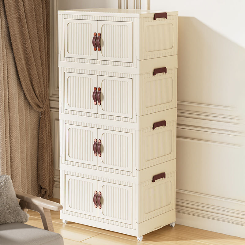 【四层免安装收纳柜】折叠收纳柜家用客厅玩具柜子储物柜零食置物柜