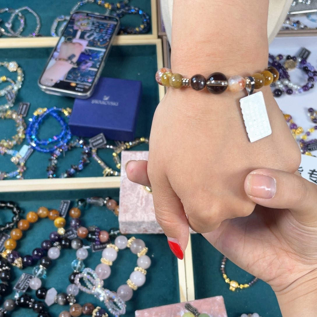 水晶手链银S925镀金镶嵌