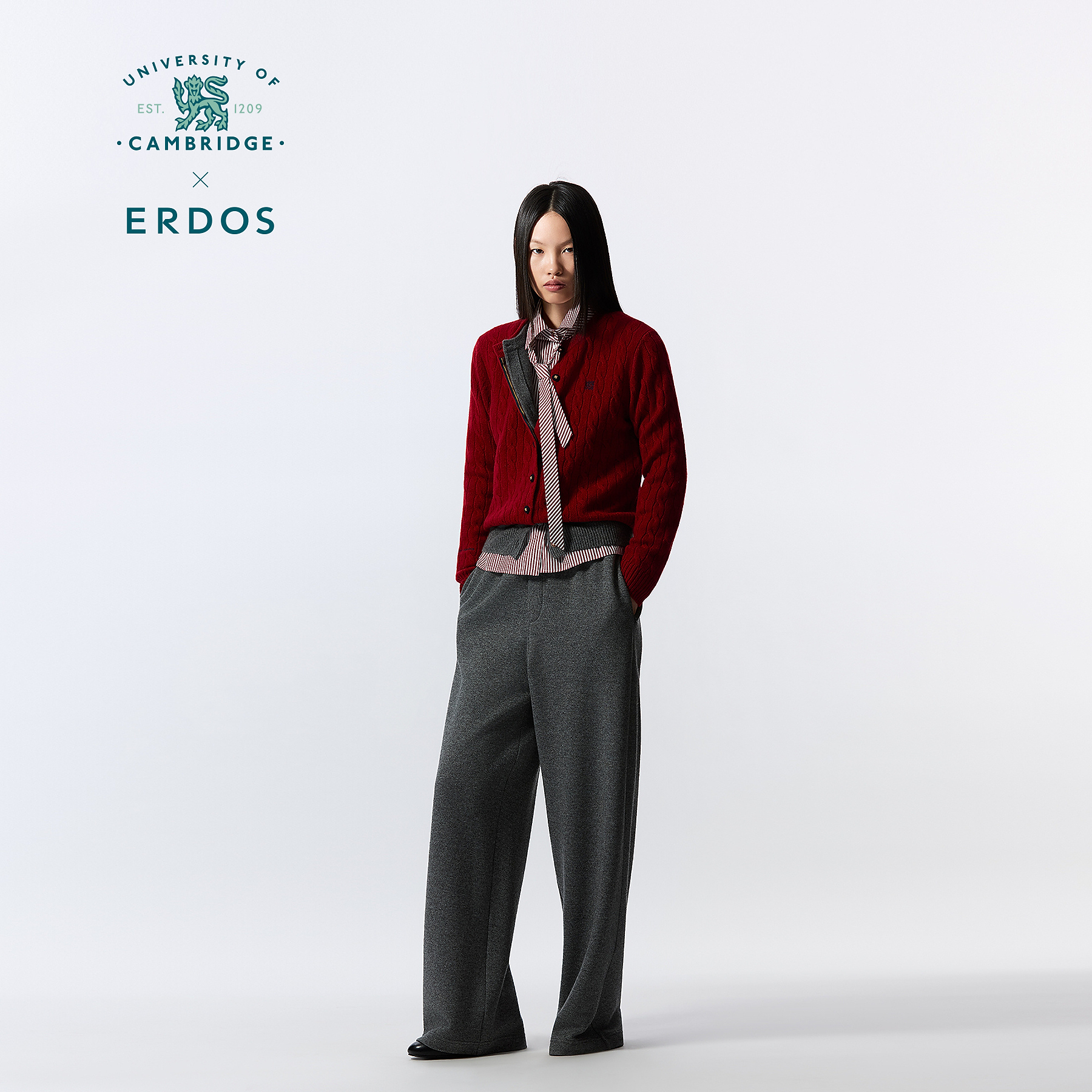 ERDOS×剑桥大学联名系列 26秋冬新品精密针织圆机女士直筒裤装