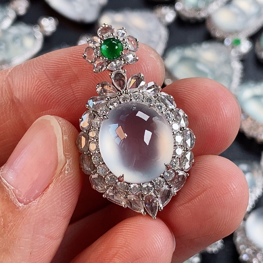 翡翠颈饰18K金镶嵌啊啊啊啊啊