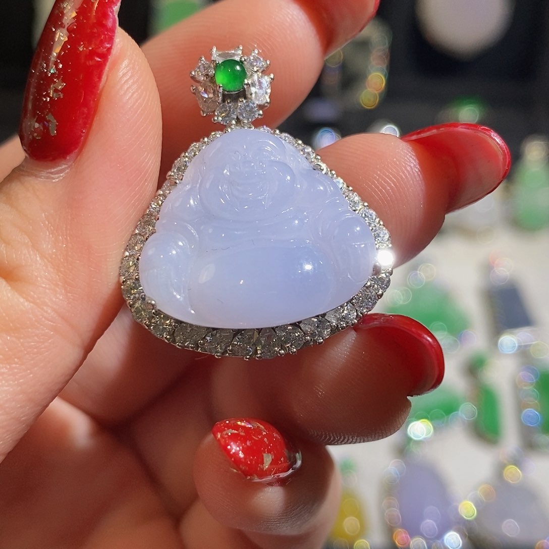 翡翠颈饰银S925镶嵌天然翡翠