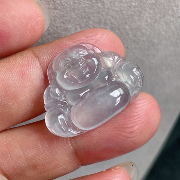 天然缅甸A货翡翠高冰佛公，26-19.5-4.3