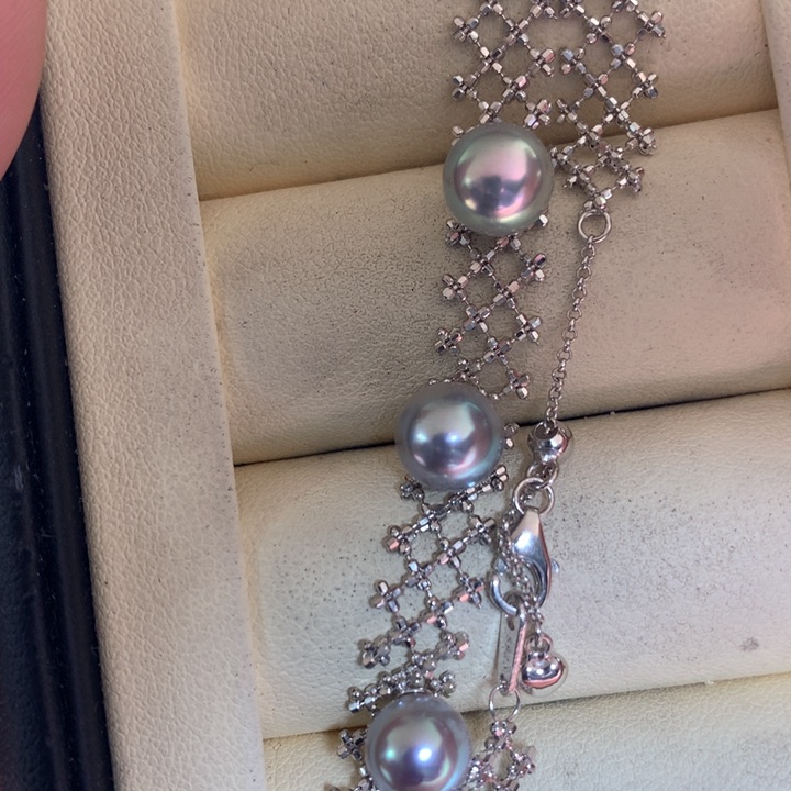 银S925镶嵌手绳海水珍珠