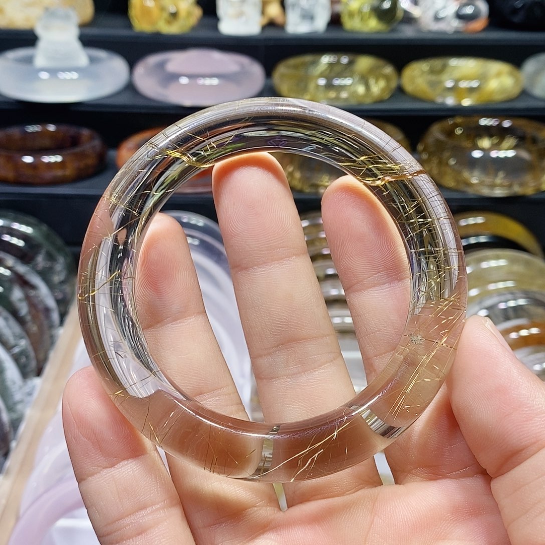 金***城手镯水晶未镶嵌天然发晶手镯57圈口