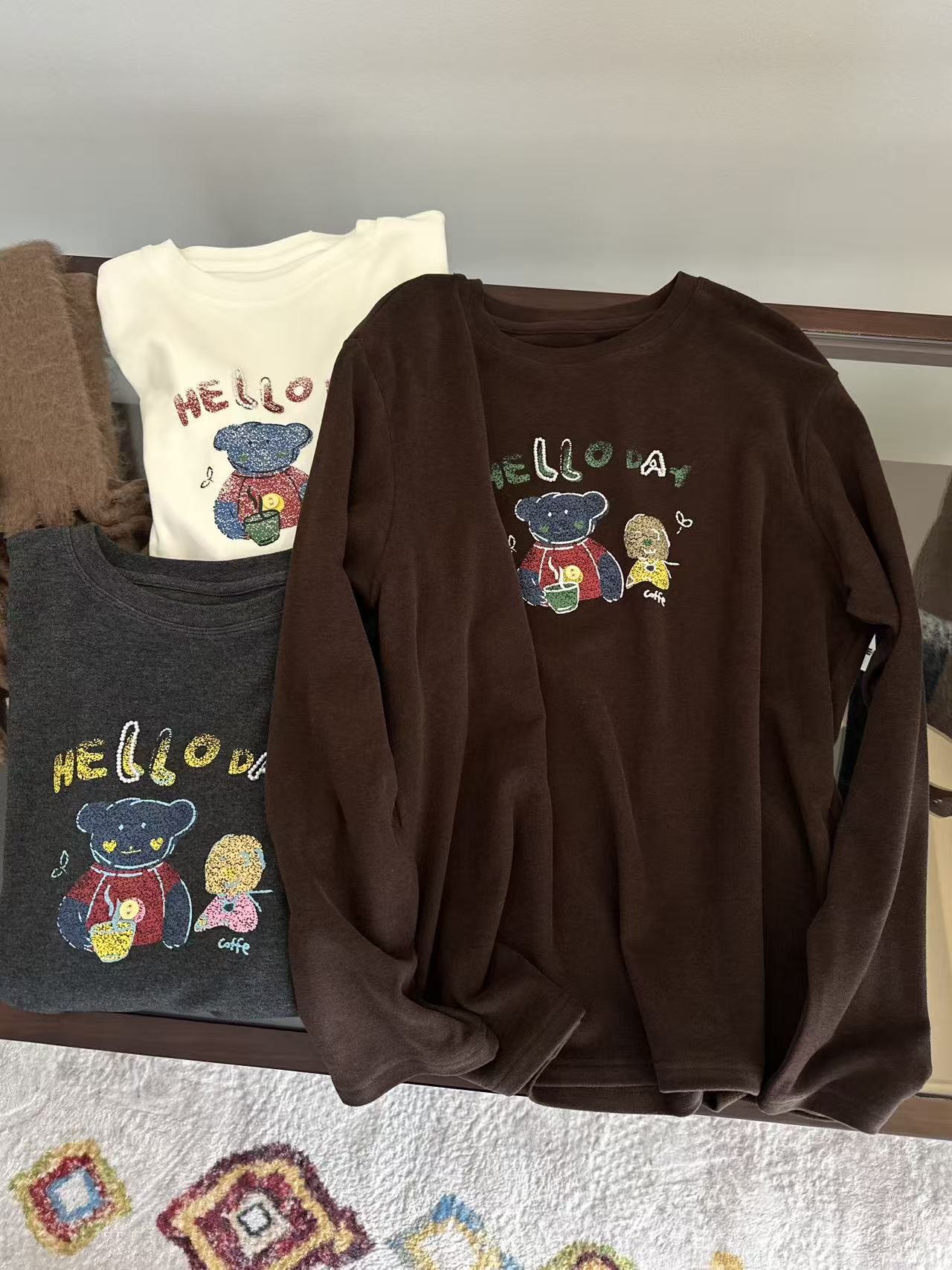 FUJIA STYLE新款时尚百搭简约气质休闲长袖小熊T恤H99561