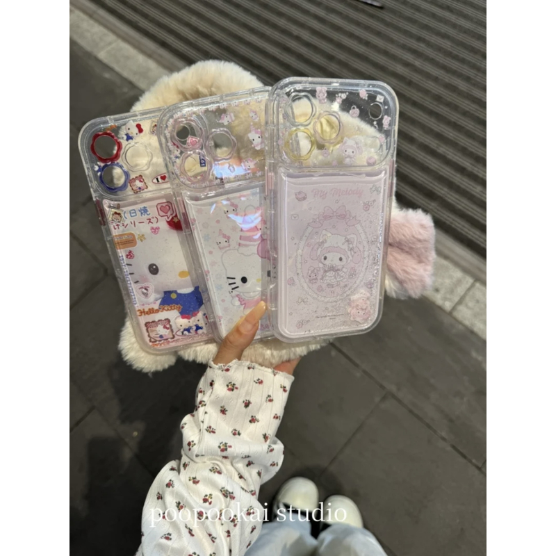 精孔kt美乐蒂雪人流沙手机壳适用于苹果17promax/16秋冬花朵镜头