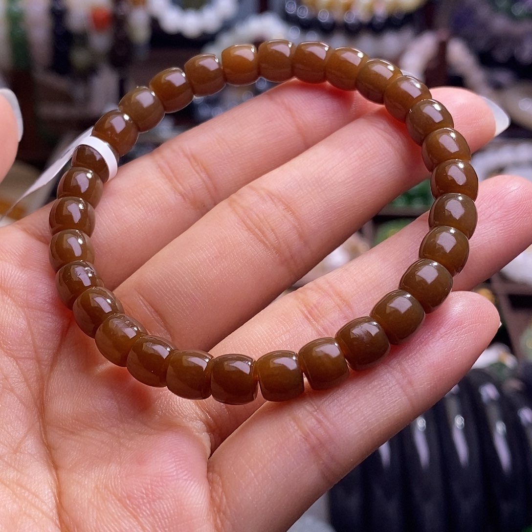 颈饰未镶嵌和田玉新疆且末糖直切手链7m