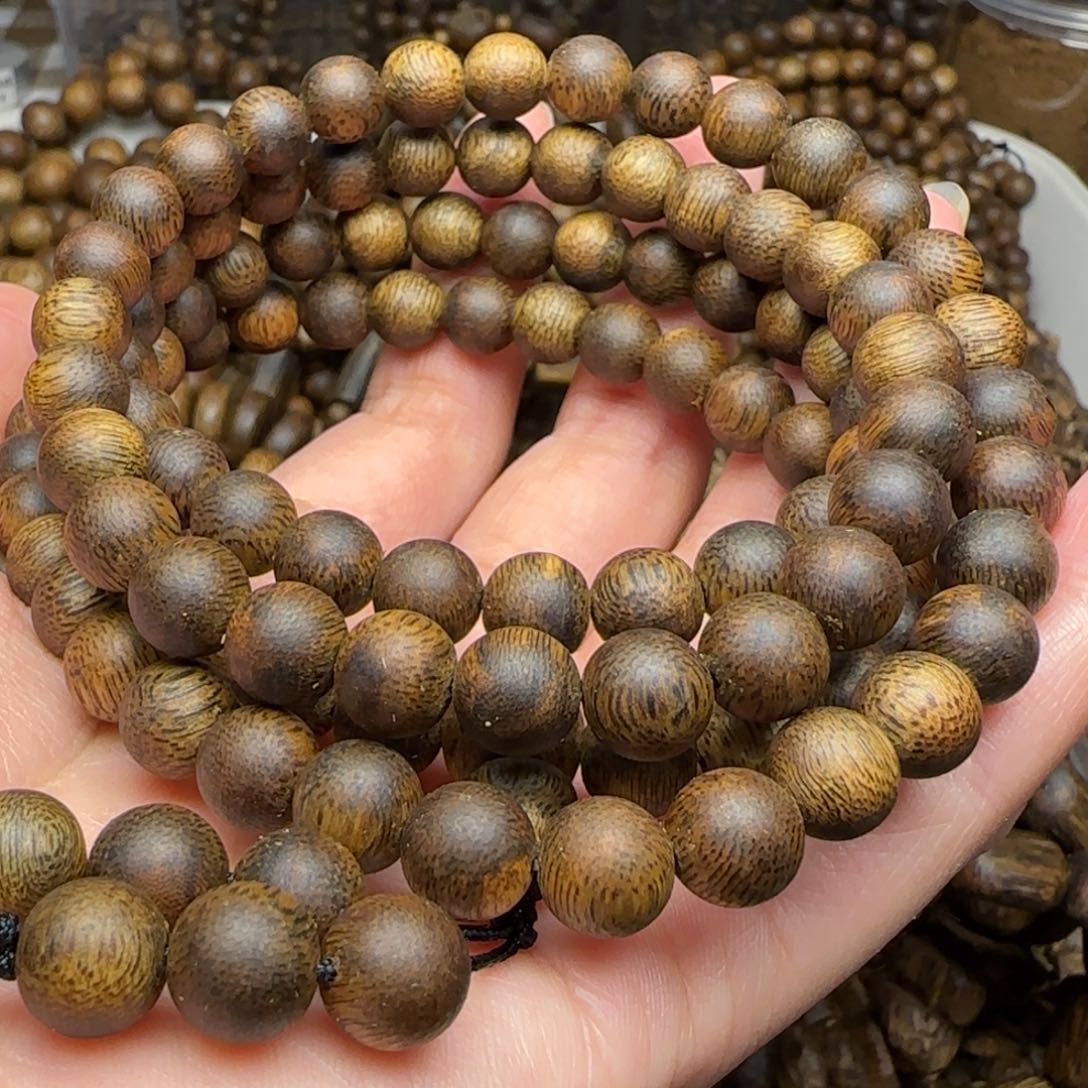 沉香手串用****下多圈0.8规格海南乌身老料26.5克