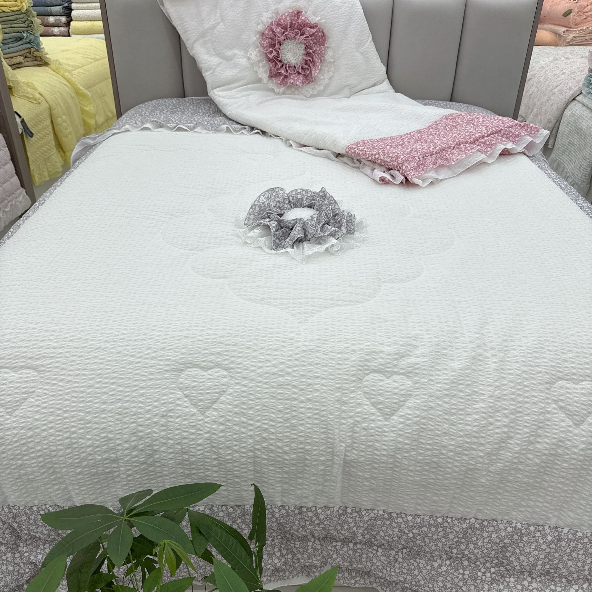 婷阳禄❀盘花泡泡纱宝宝绒豆豆被
