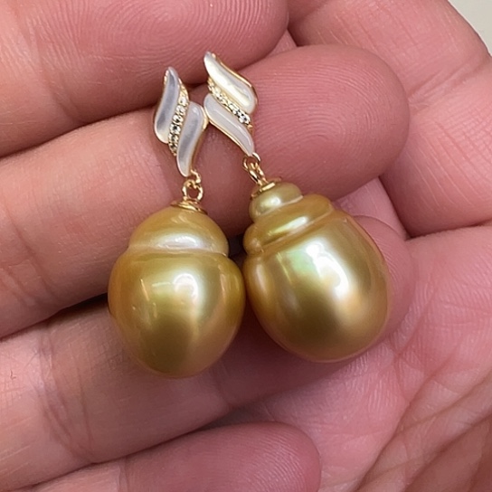 银S925镶嵌耳饰海水珍珠