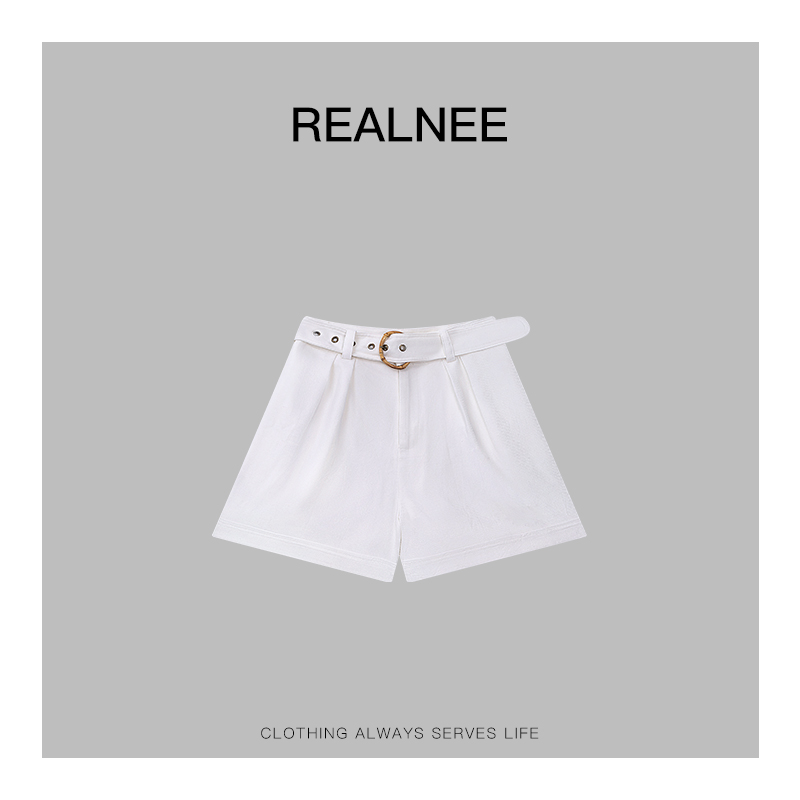 REALNEE【白雾短竹】天然亚麻极简短裤竹纤维复古搭配刚需05076