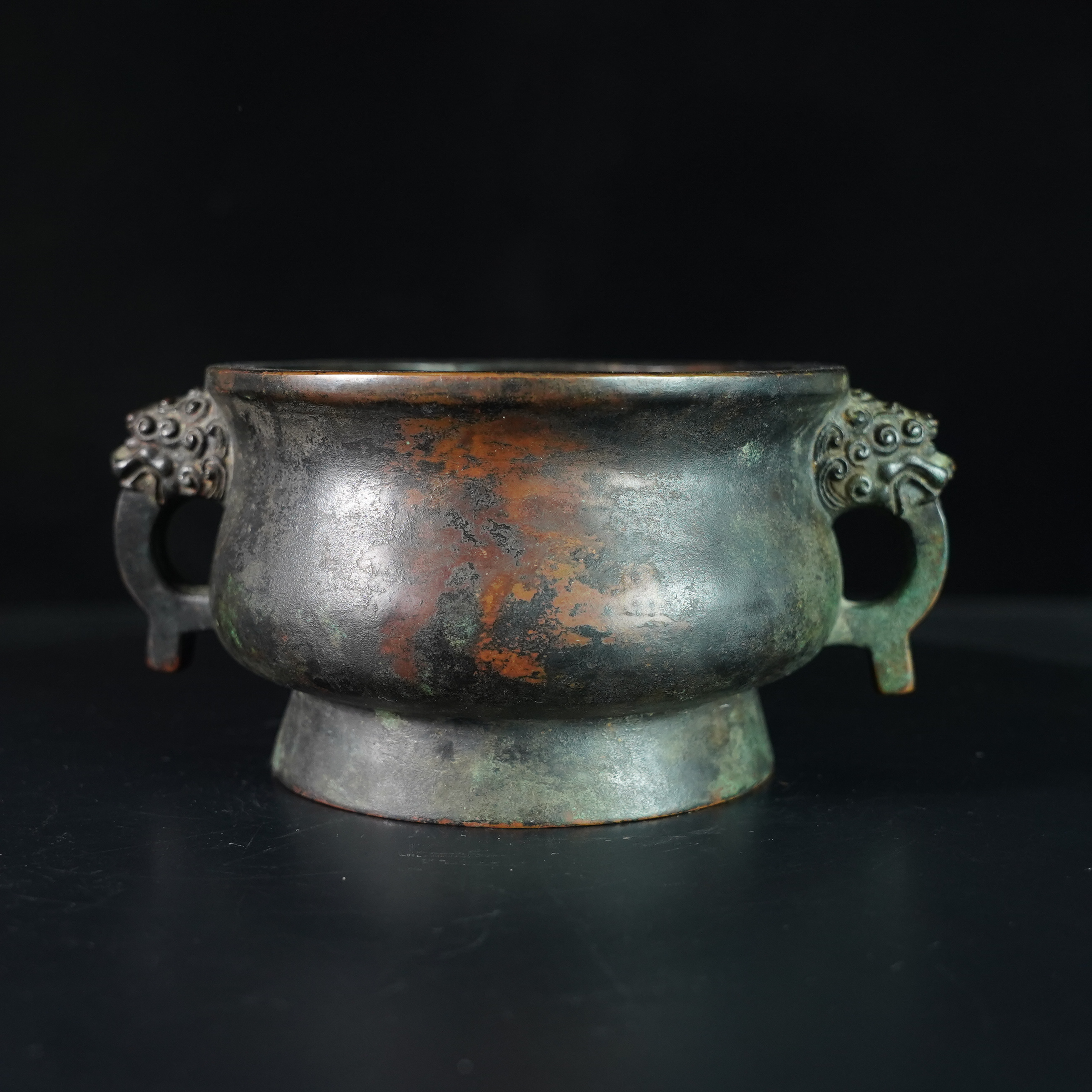 LZYQ250121010【十竹斋】清代双狮耳炉