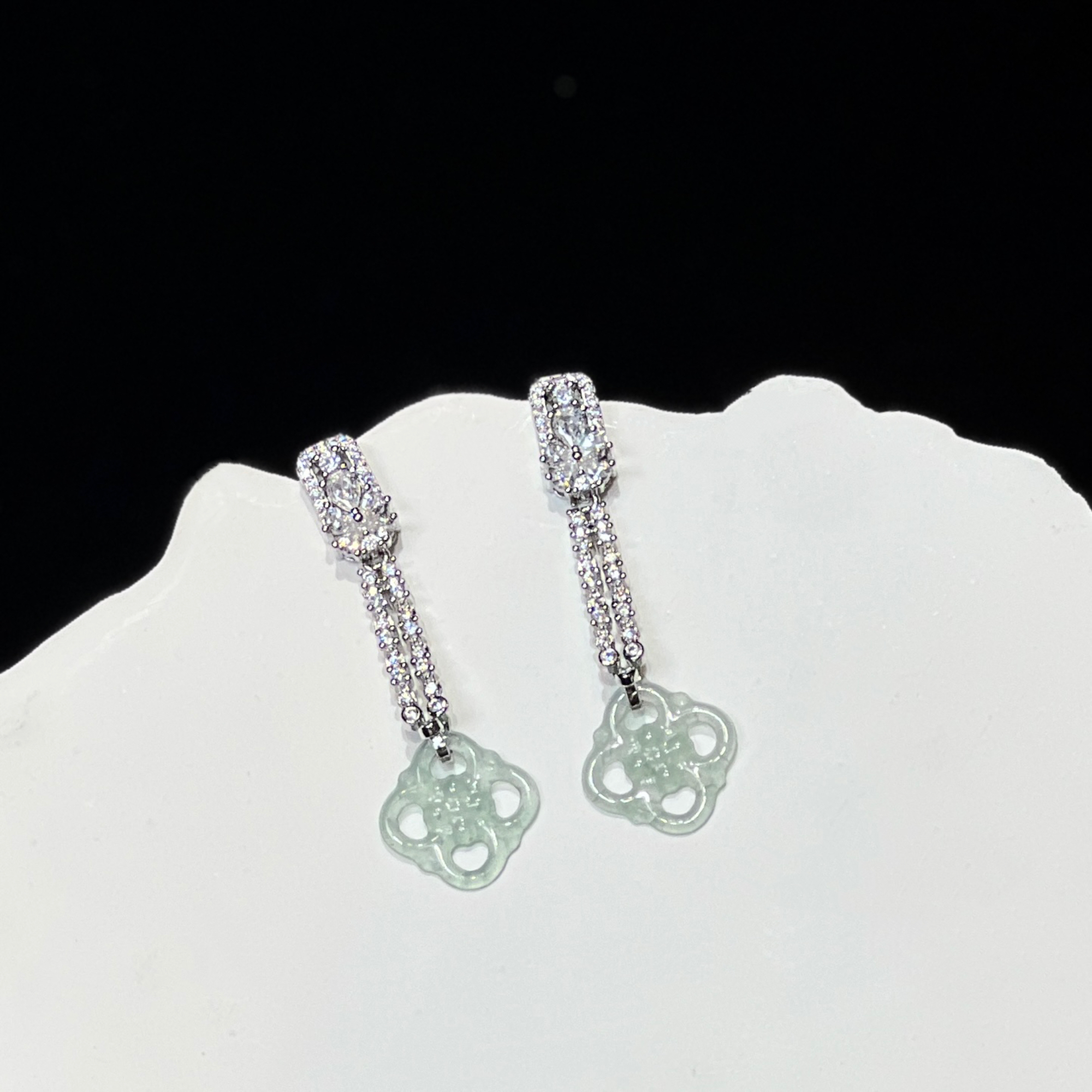 【上旭珠宝马哥推荐】天然翡翠A货蓝水蓝富结耳环 多样性发一件