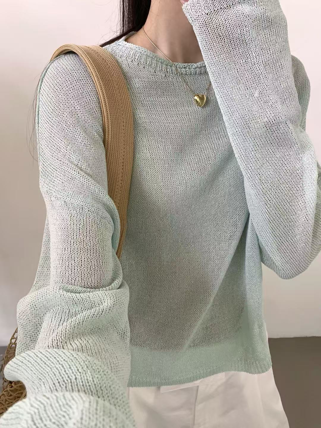 lovely@m2988 韩系简约百搭宽松显瘦圆领针织衫 6-22