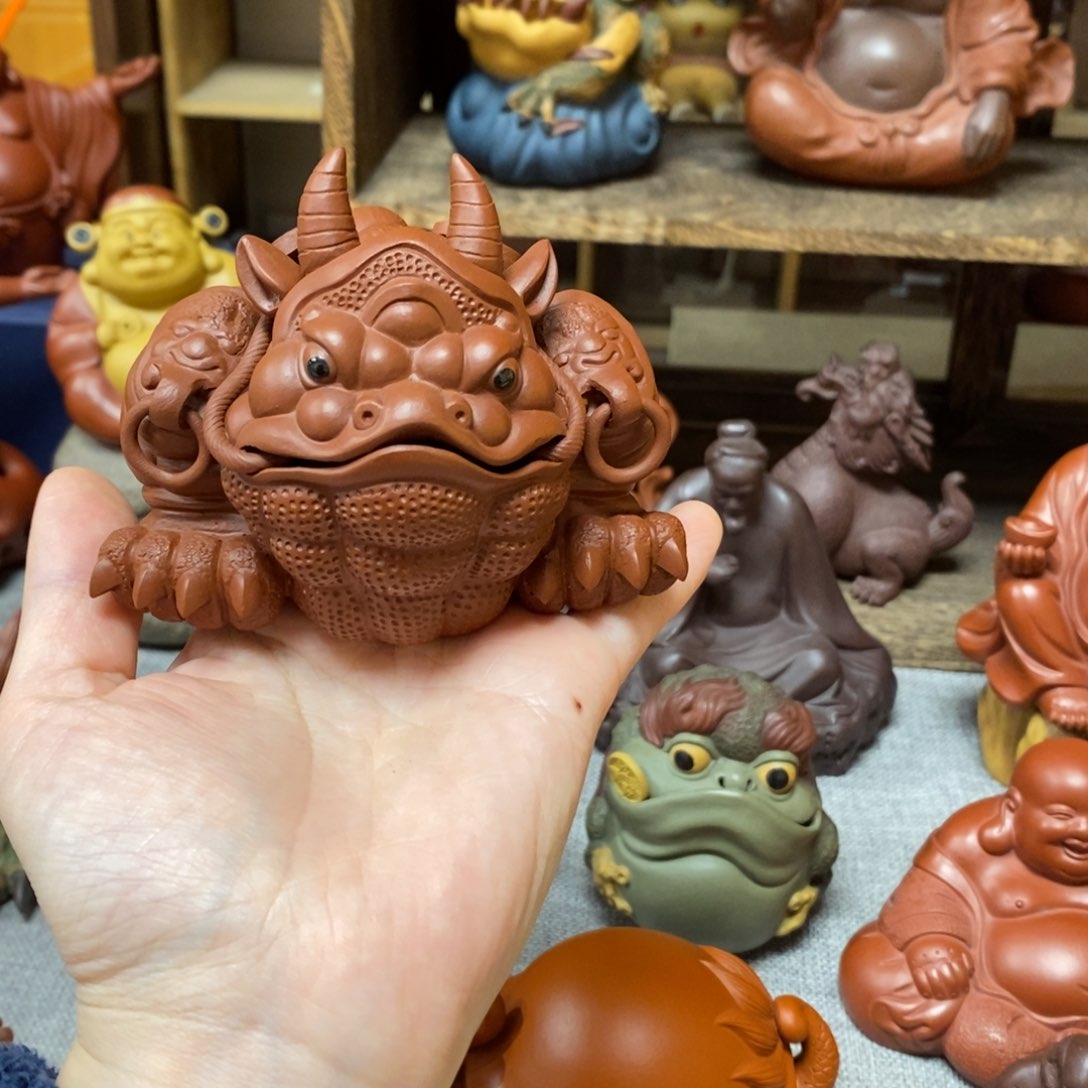 紫砂茶宠牛蝉小孩好