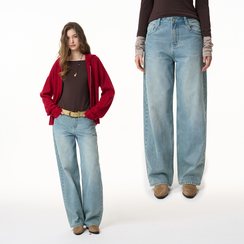 SEEKSIMPLE 悠闲派 浅蓝直筒牛仔裤D0512