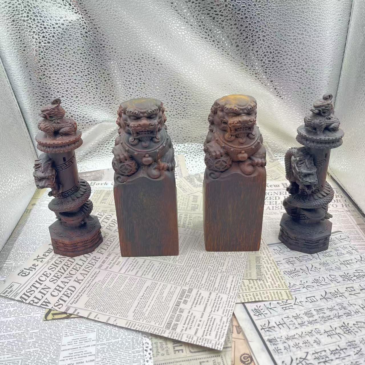 【善缘】bj0296/bj0297貔貅印+圆珠龙沉香摆件(多样性发货)