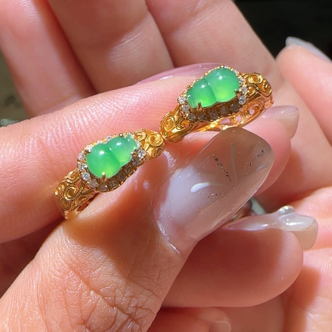 【闪购商品】翡翠耳饰18K金镶嵌缅甸