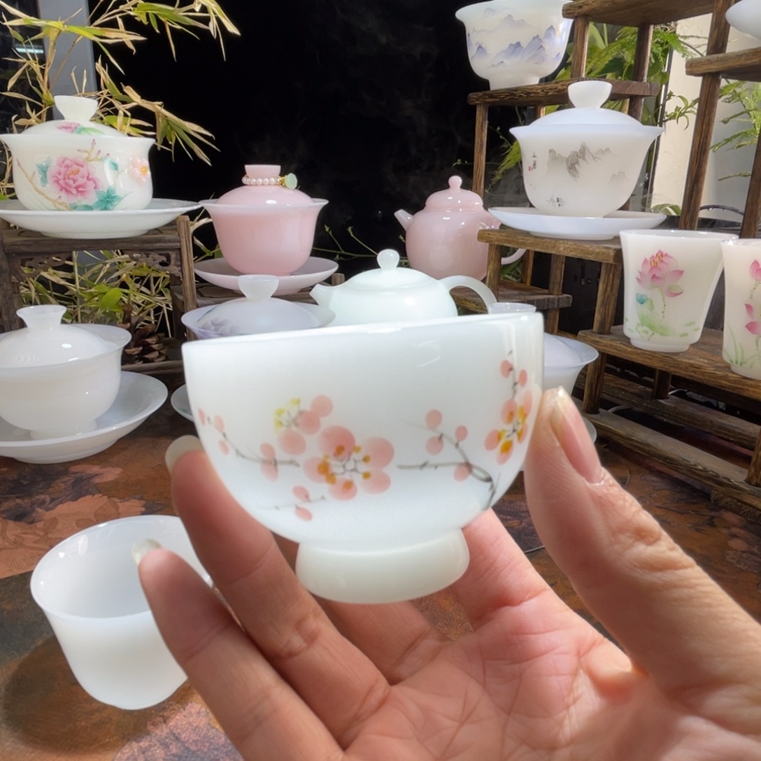 冰晶璞玉手绘梅开五福圆融杯