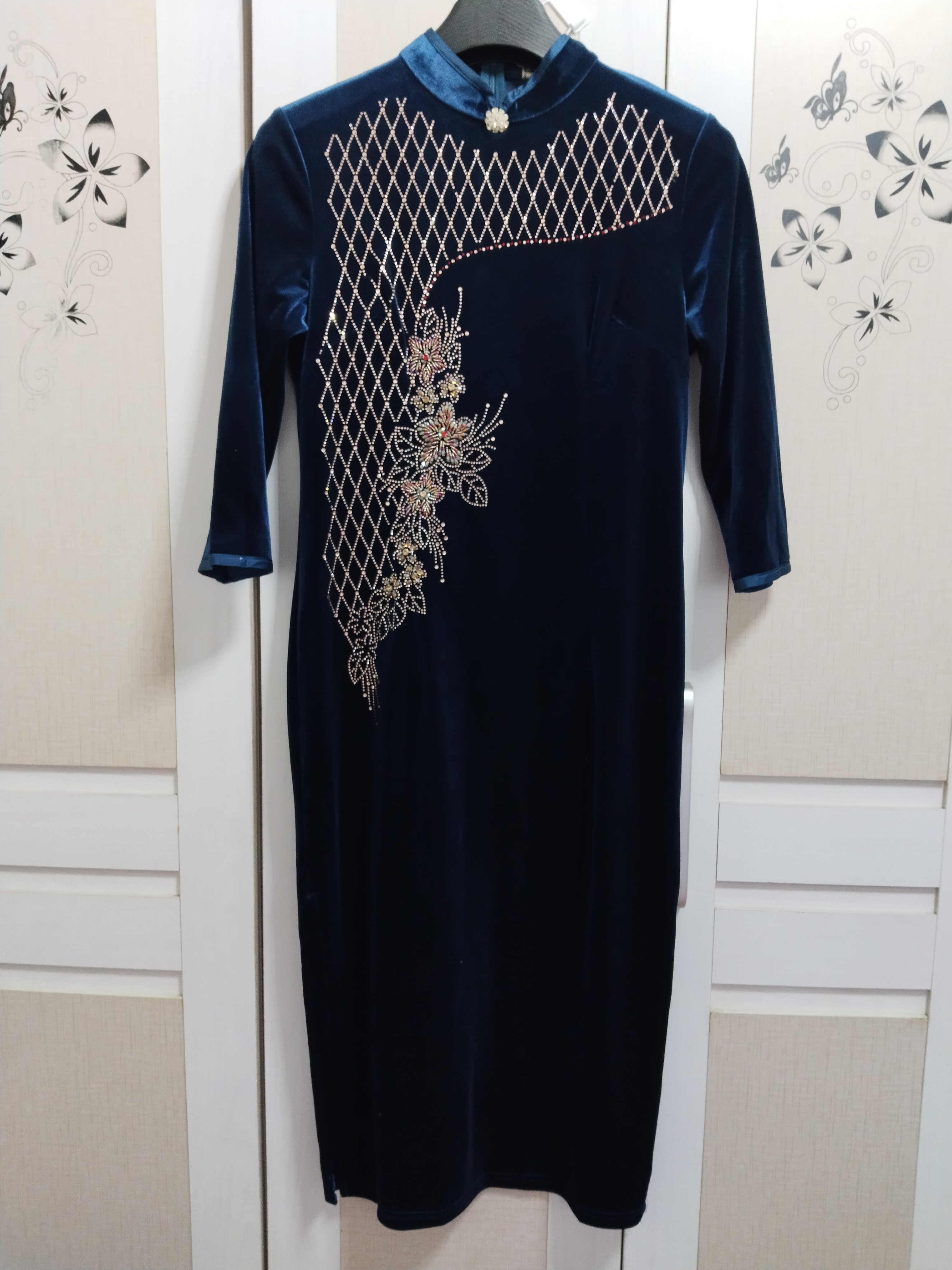 春秋新款高档重工穿珠中国风妈妈婆婆婚礼走秀日常中长旗袍妈妈装