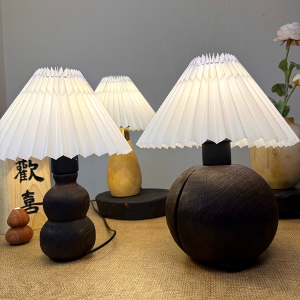 （一物一拍）客厅实木台灯，原木侘寂高颜值复古台灯