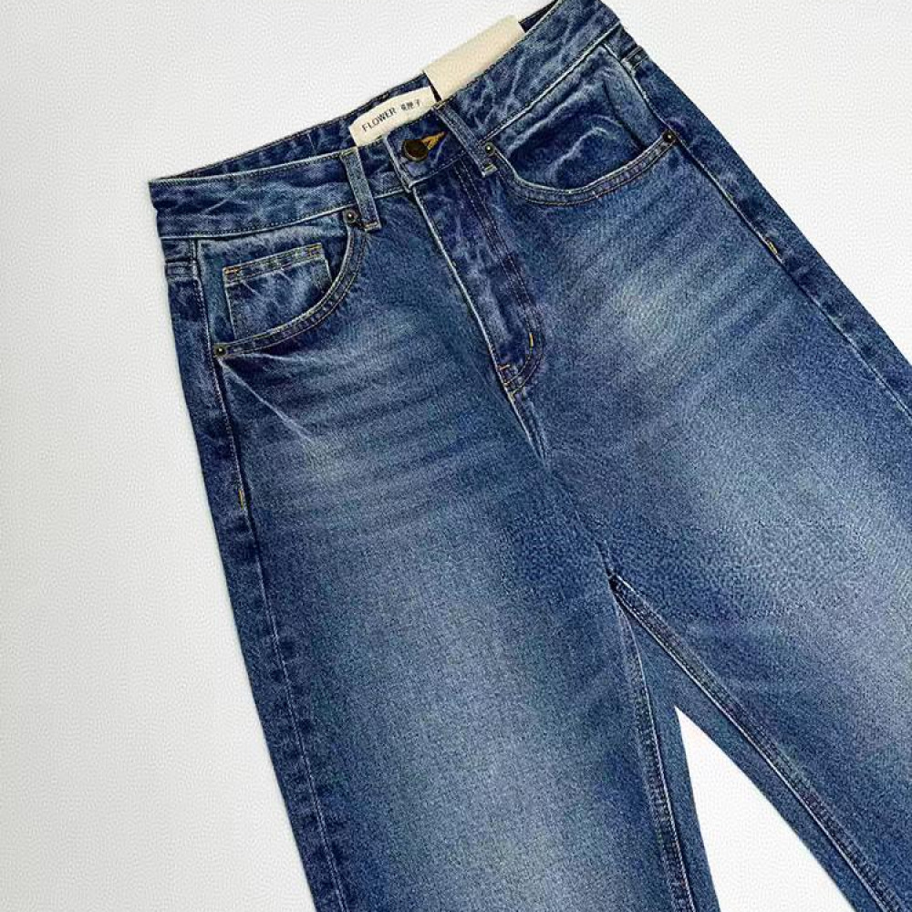 SU【038】花60 素素 MWMA百搭裤王灰标直筒牛仔裤~