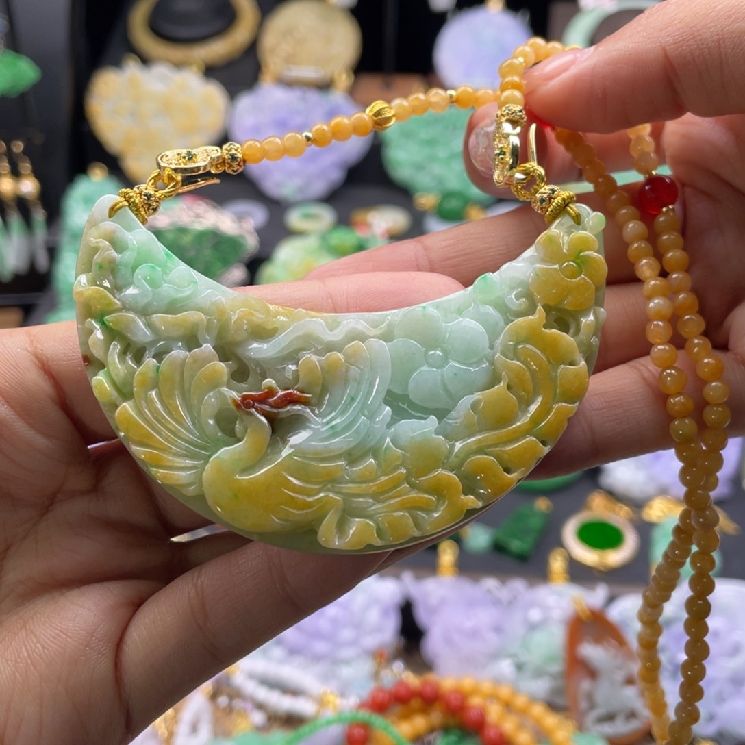 翡翠未镶嵌颈饰代编织