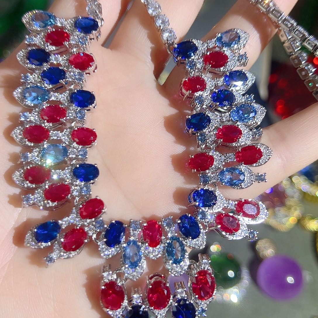 花岗石钨合金红色蓝色吊坠