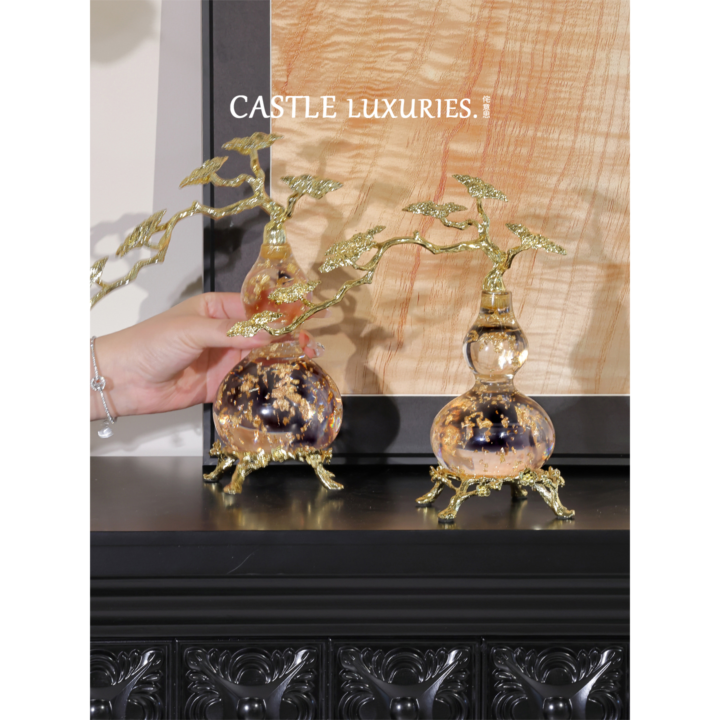 侘意思 奢华感！英国手工“福禄运” 葫芦摆件轻奢小众豪宅装饰品