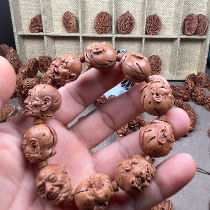 桃核手串桃核雕刻十大尊者