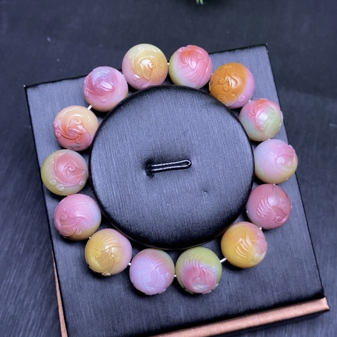 天然盐源玛瑙大师工雕刻仿古龙凤圆珠手串古风流苏花珠散珠珠礼物