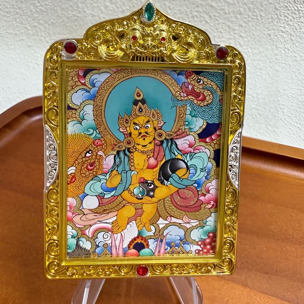 【黄财神】热贡矿料纯手绘唐卡吊坠