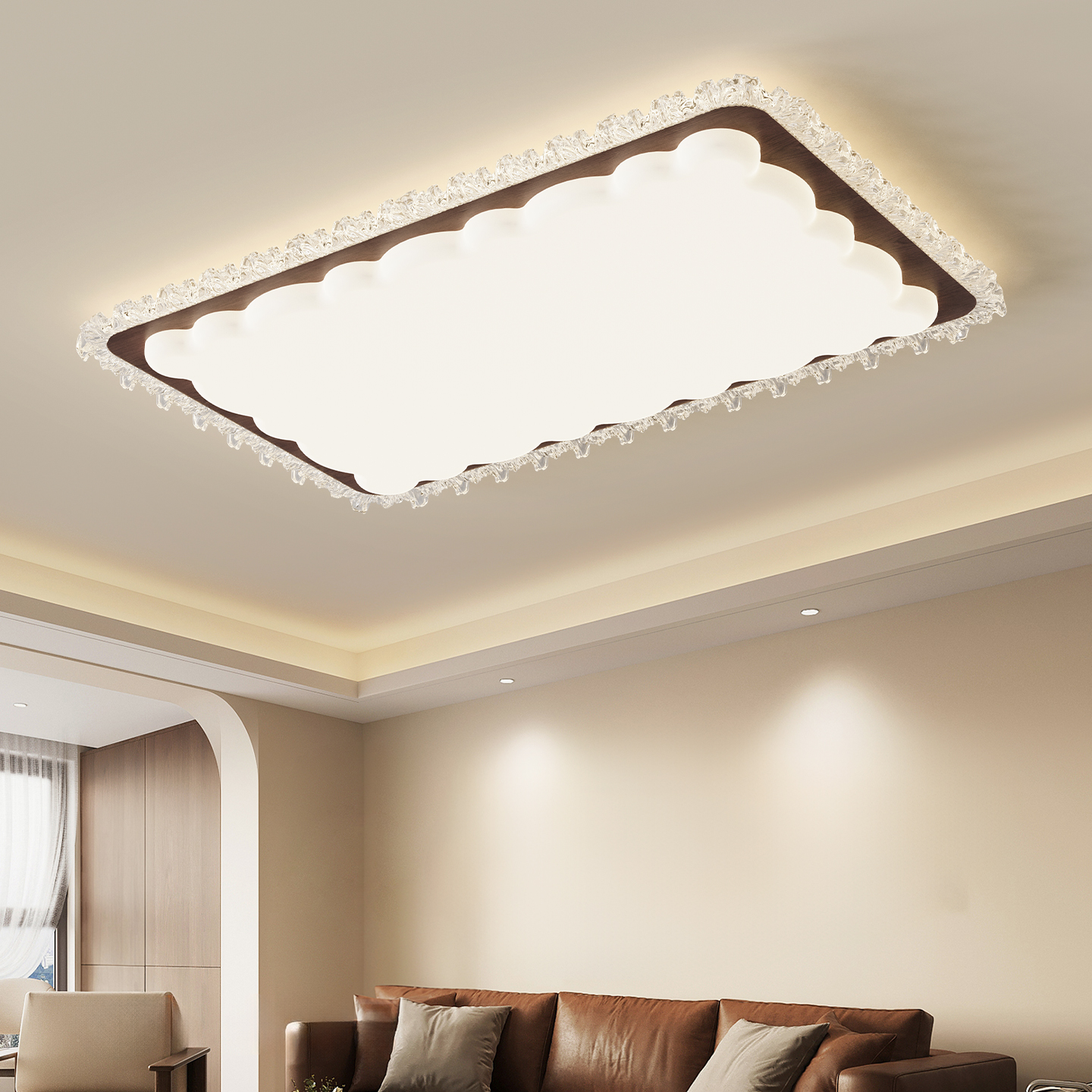 客厅灯法式中古风大气长方形吸顶灯高质感全光谱护眼广东中山灯具