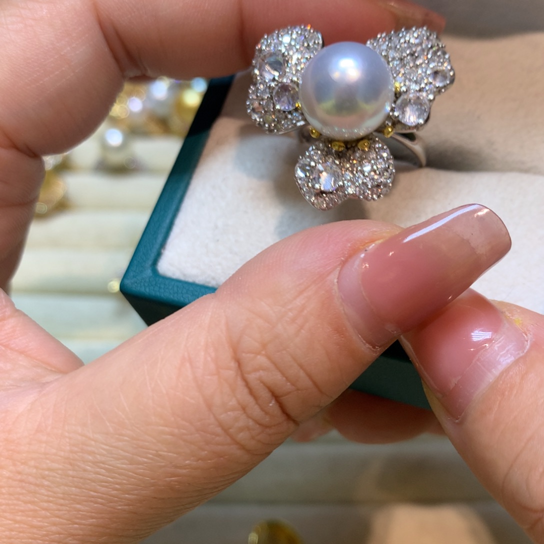 海水珍珠戒指银S925镶嵌