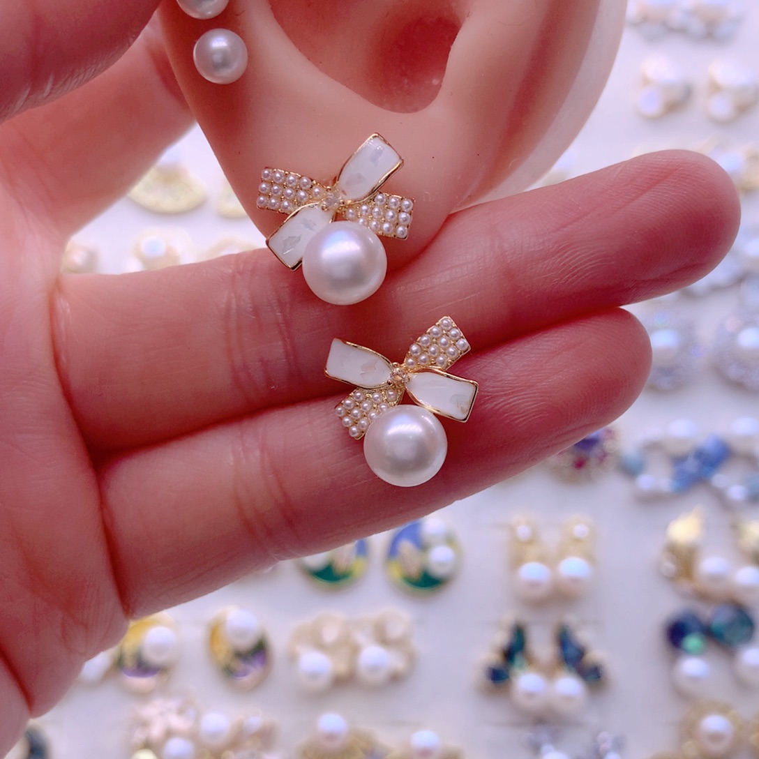 淡水珍珠耳饰合金