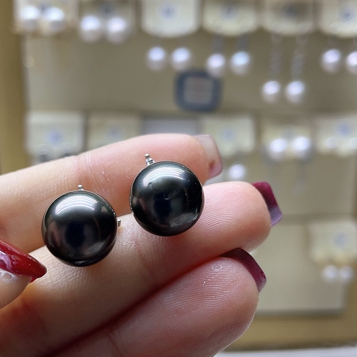 海水珍珠耳饰银S925镶嵌