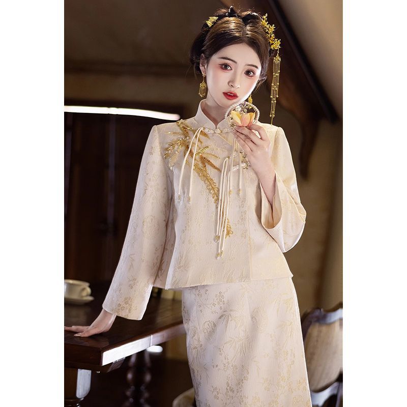 新中式旗袍套装女2025新娘结婚气质订婚礼服日常可穿回门敬酒服女