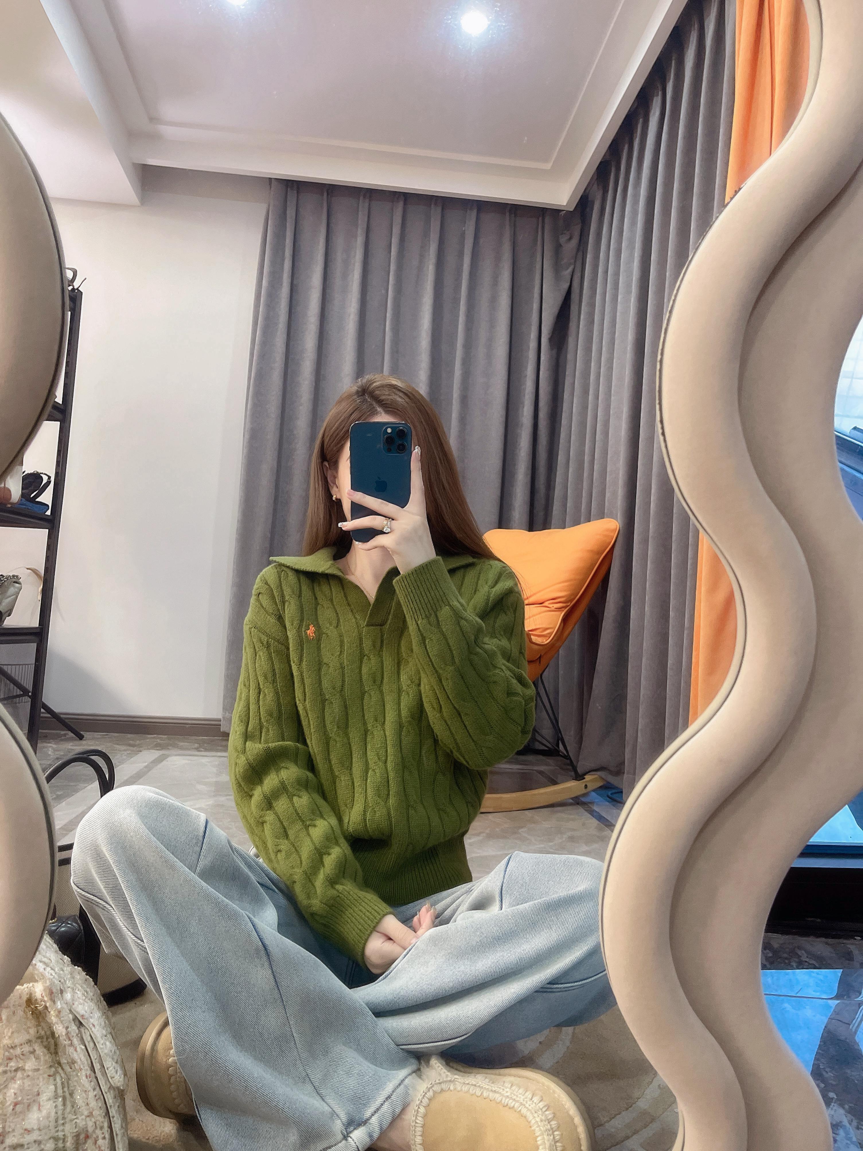 翻领刺绣气质毛衣针织衫 秋冬