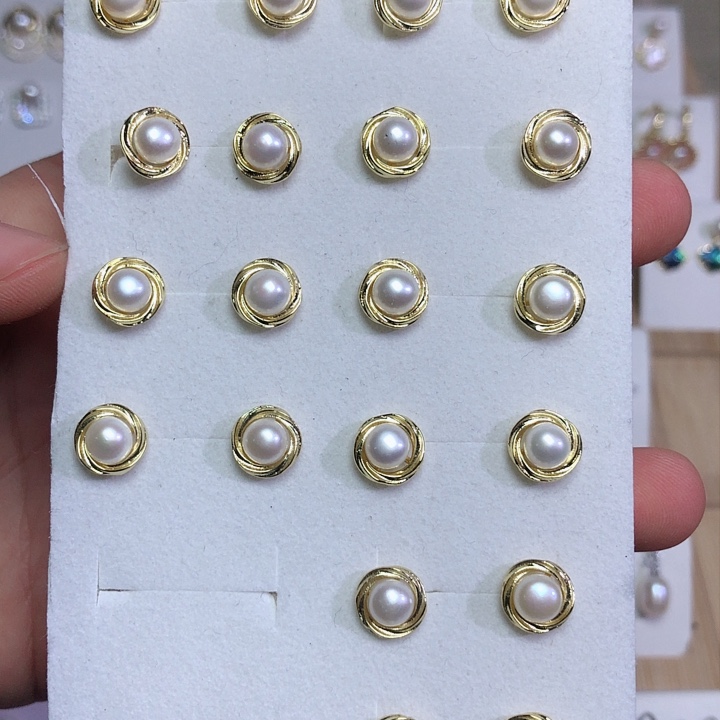 淡水珍珠耳饰银S925镶嵌